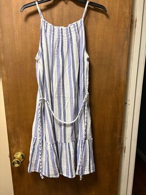 beachlunchlounge Lavender and White Striped Smocked Top